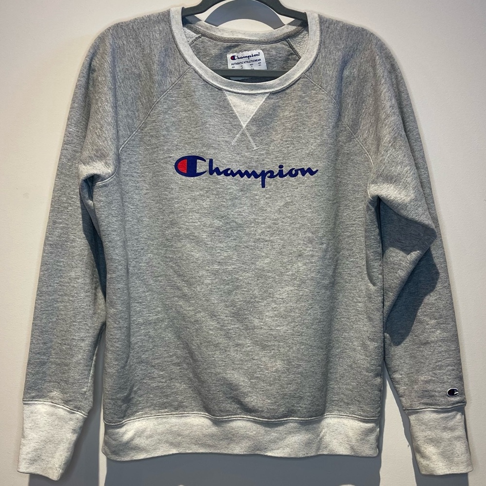 Champion grey crew neck sweatshirt large
